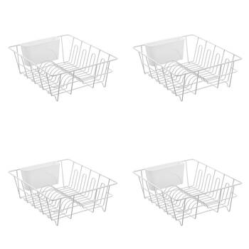 4PK Boxsweden Wire Dish Rack with Cutlery Holder 37x33x13.5cm White