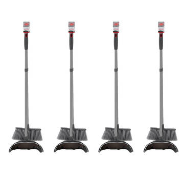 4PK Boxsweden Prime Foldaway Long Handle Dustpan and Brush Freestanding 85cm
