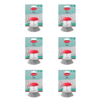 6PK Boxsweden Prime Essentials Built-in-Soap Dispenser Palm Dish Brush Assorted 