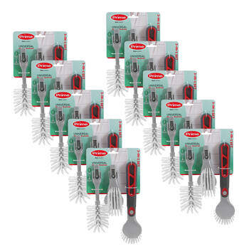 8x 3pc Boxsweden Prime Universal Kitchen Cleaning Brush Set Grey/White