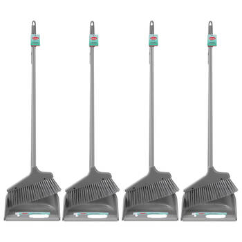 4PK Boxsweden Prime Tall Standing Cleaning Dustpan and Angled Brush Assorted