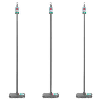 3PK Boxsweden Prime Hard Surface Scrubbing Broom w/ Long Handle 1.2m Assorted