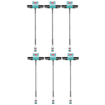 6PK Boxsweden Prime Rubber Head Outdoor/Indoor Broom w/ Extendable Handle Assorted