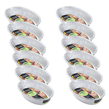 12x 3pc Lemon and Lime Disposable Aluminium Foil Oval Roasting Tray 38x27x7.5cm 