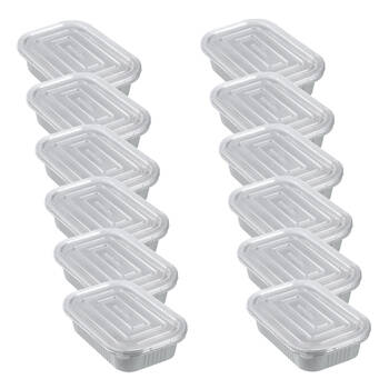 12x 4pc Lemon and Lime Premium Aluminium Foil Container With Clear Lids 22x15cm