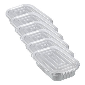 6x 4pc Lemon and Lime Premium Aluminium Foil Container With Clear Lids 22x15x4cm