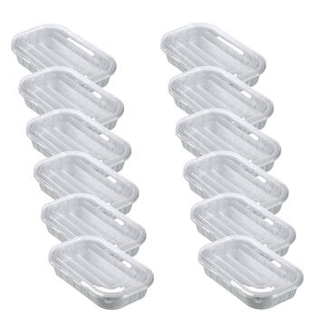 12x 3pc Lemon and Lime Premium Aluminium Foil Container W/ Clear Lids 31.5x19cm