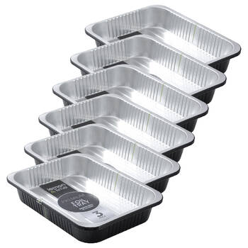 6x 3pc Lemon and Lime Premium Aluminium Two-Tone Foil Container 37x27x6cm