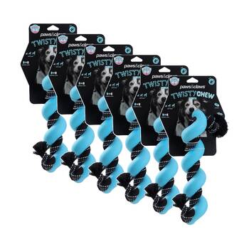 6PK Paws and Claws Twisty Chew Baton Toy 27x5x5cm Woven Rope Assorted