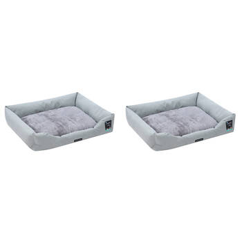 2PK Paws and Claws Walled Cushioned Pet Dog/Cat Bed 90x70x21cm Light Grey