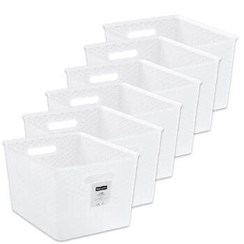 6PK Boxsweden Wicker Frost Versatile Large Durable Storage Basket 22.7L 35cm