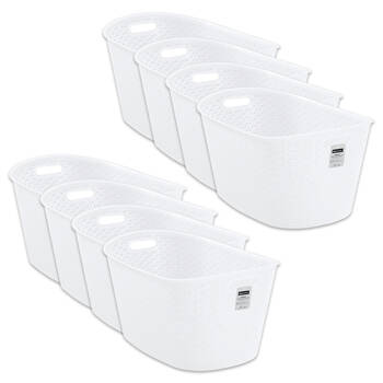 8PK Boxsweden Lightweight Functional Wicker Frost White Laundry Basket 50cm 24L