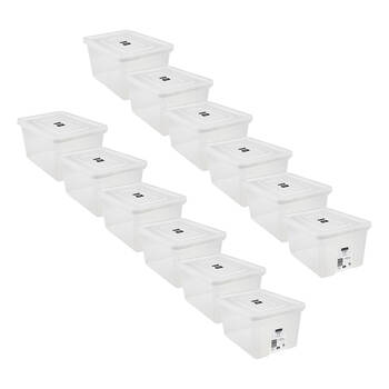 12PK Boxsweden Essentials Heavy Duty Storage Organiser Box/Tub 15L/38x27cm Clear