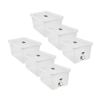 6PK Boxsweden Essentials Heavy Duty Storage Organiser Box/Tub 15L/38x27cm Clear