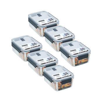 6PK Lemon and Lime Crystal Ribbed Food Storage Container 1.7L/8.7cm Assorted