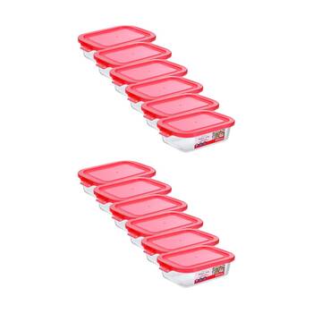 12PK Lemon and Lime Yorkshire Glass Rectangle Quick Seal Container 650ml
