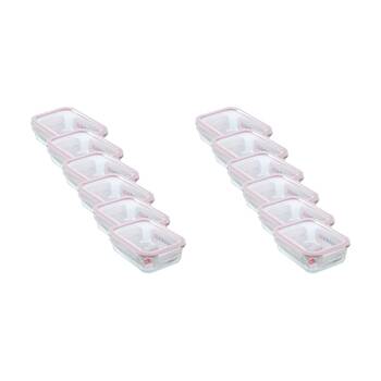 12PK Lemon and Lime Yorkshire Glass Rectangle Clip Seal Container 1.5L Food Safe