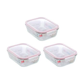 3PK Lemon and Lime Yorkshire Glass Rectangle Clip Seal Container 2.3L Food Safe