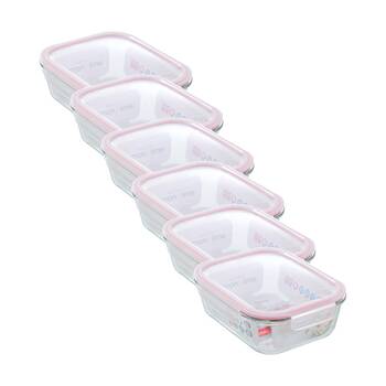 6PK Lemon and Lime Yorkshire Glass Rectangle Clip Seal Container 2.3L Food Safe