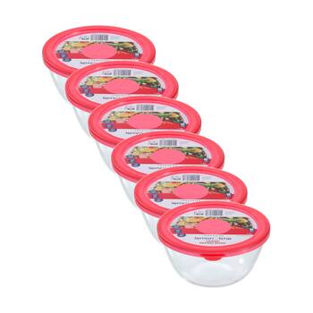 6PK Lemon and Lime Yorkshire Glass Mixing Bowl Lidded 1.5L 19x19x9.5cm Food Safe