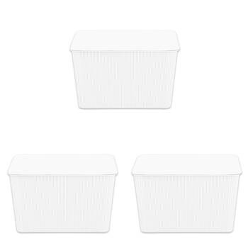 3PK Boxsweden Discrete Durable Storage Basket Ribbed with Lid 15L Assorted