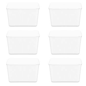 6PK Boxsweden Discrete Durable Storage Basket Ribbed with Lid 15L Assorted