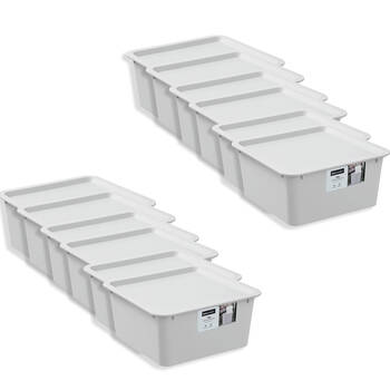 12PK Boxsweden Stackable Square Tidy Storage Box with Lid 27cm 6L Assorted
