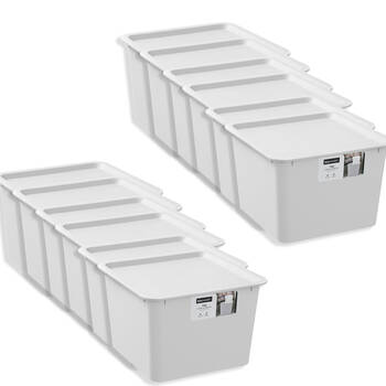 12PK Boxsweden Stackable Square Tidy Storage Box with Lid 27cm 12L Assorted