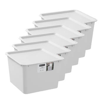 6PK Boxsweden Stackable Square Tidy Storage Box with Lid 27cm 12L Assorted