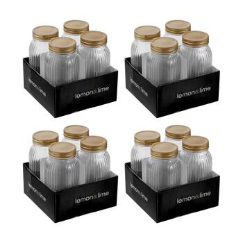 4x 4pc Lemon and Lime Roma Ribbed Conserve Jar 800ml Food Safe Kitchenware