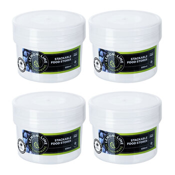 4PK Lemon & Lime Keep Fresh Stackable Food Storer 350ml 9X9X7cm