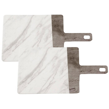 2PK Lemon & Lime Matte Melamine 41x18.5cm Serving Board Endwood Marble