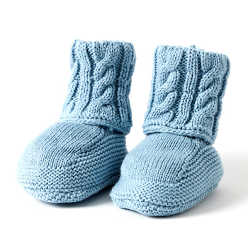 Jiggle & Giggle Cotton Cable Knit Blue Booties 0m+