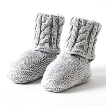 Jiggle & Giggle Cotton Cable Knit Grey Booties 0m+