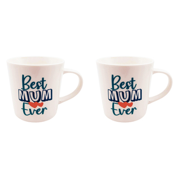 2x Urban Best Ever Mum 470ml Ceramic Mug Coffee/Tea Drinkware - White