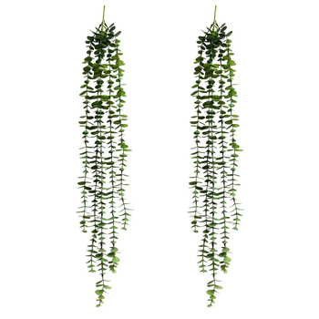 2x Urban 81cm Round Leaf 5-Strand Artificial Plant - Light Green