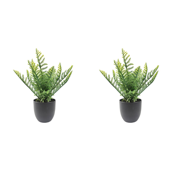 2x Urban Fern 29cm Artificial Potted Faux Plant - Green