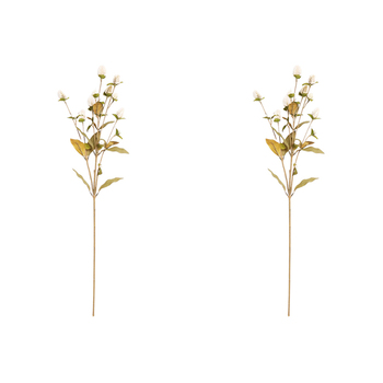 2x Urban Dried Look Artificial Flower 64cm Globosa Stem - White Green