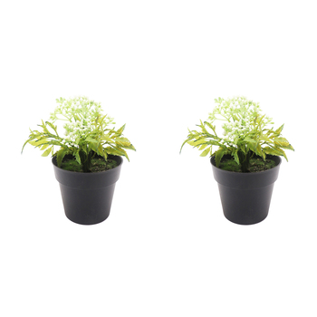 2x Urban 17cm Mini Berry Bush Artificial Plant - White
