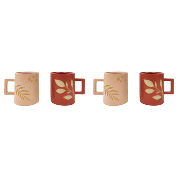 2x 2pc Urban 10cm Shae Foliage Ceramic Mug - Pink/Terracotta