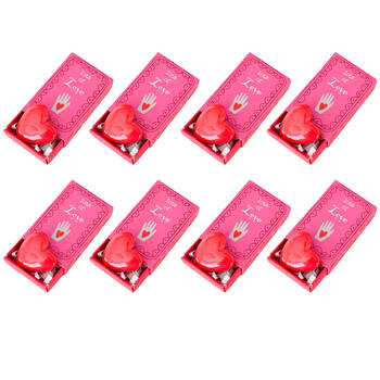 8PK Urban Love Heart Matchbox Memory Gift Keepsake Figurine 5cm Pink