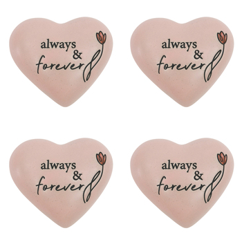 4PK Urban Always Forever Heart Stone Pink 8cm Gift Keepsake Present