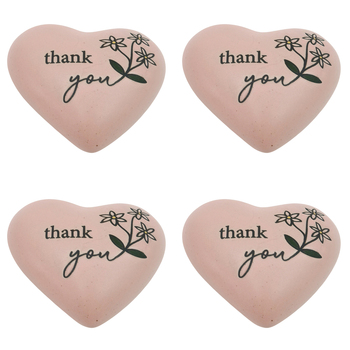 4PK Urban Thank you Heart Stone Pink 8cm Gift Keepsake Present