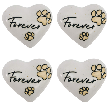 4PK Urban Forever Paws Heart Stone White 8cm Gift Keepsake Present