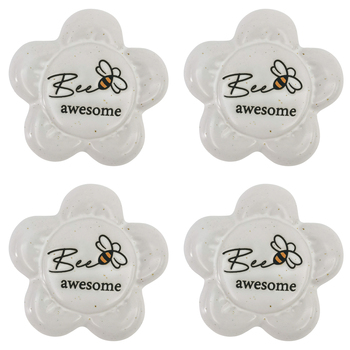 4PK Urban Bee Awesome Daisy Stone White 8cm Gift Keepsake Present