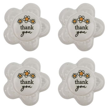 4PK Urban Thank you Daisy Stone White 8cm Gift Keepsake Present