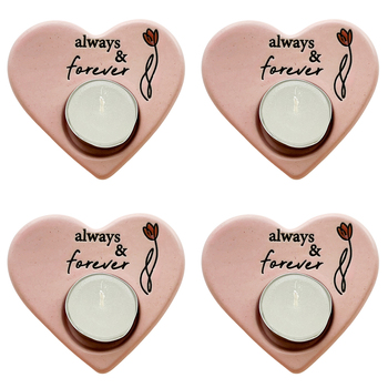 4PK Urban Always Forever Heart Tealight Holder P Gift Keepsake Present