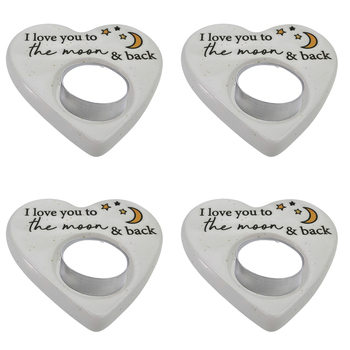 4PK Urban I love you Heart Tealight Holder White 9 Gift Keepsake Present