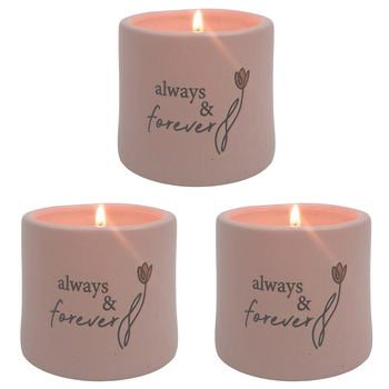 3PK Urban Always Forever Candle Pink 7cm Gift Keepsake Present
