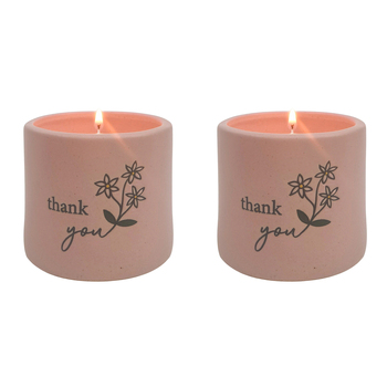 2PK Urban Thank you Candle Pink 7cm Gift Keepsake Present